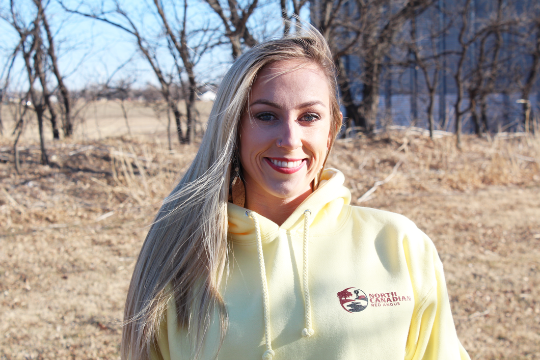 North Canadian Red Angus Hoodie - Light Yellow